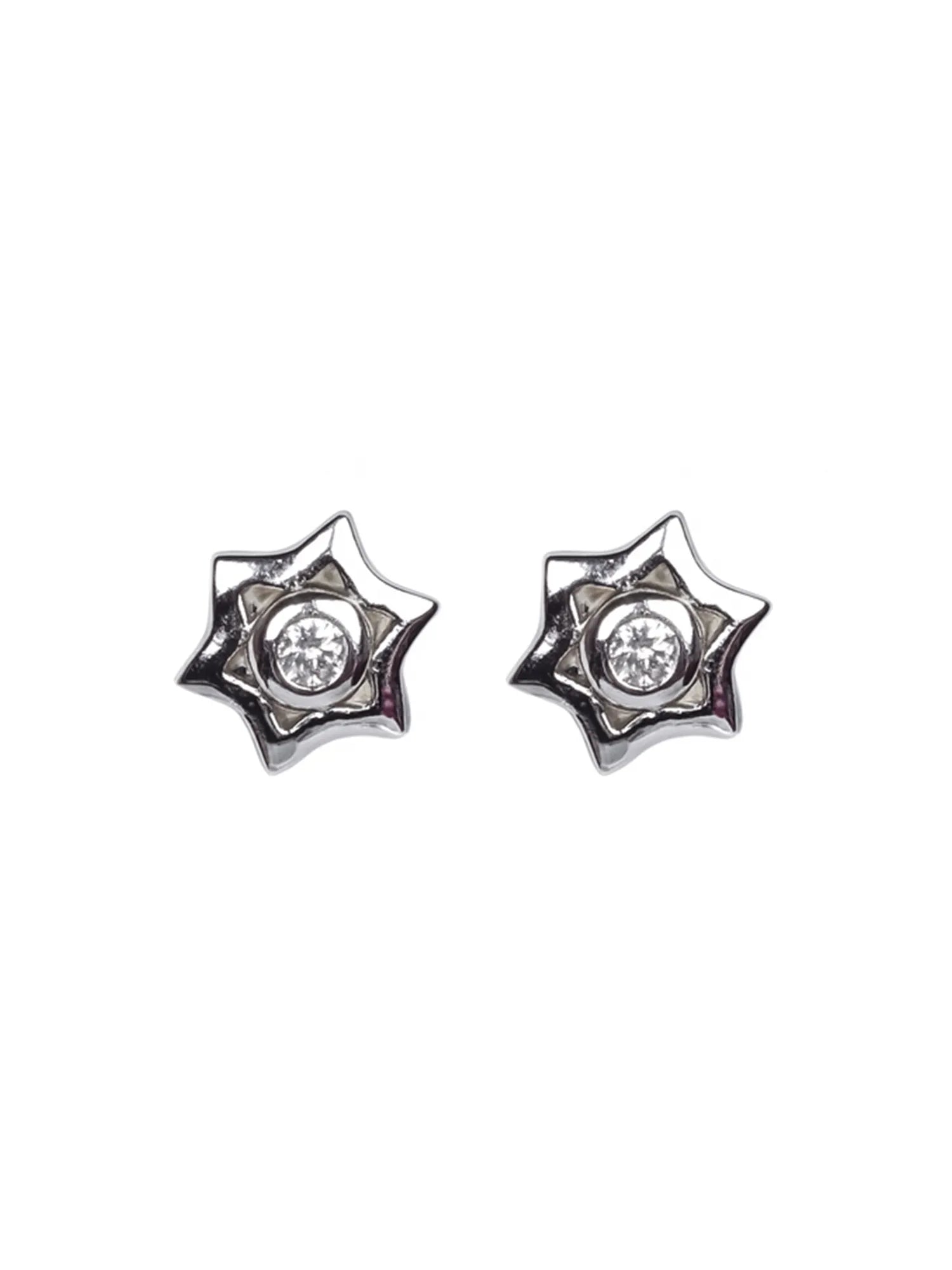 Sylvexia  Silver Sparkling Star Crystal Stud Earrings for Women