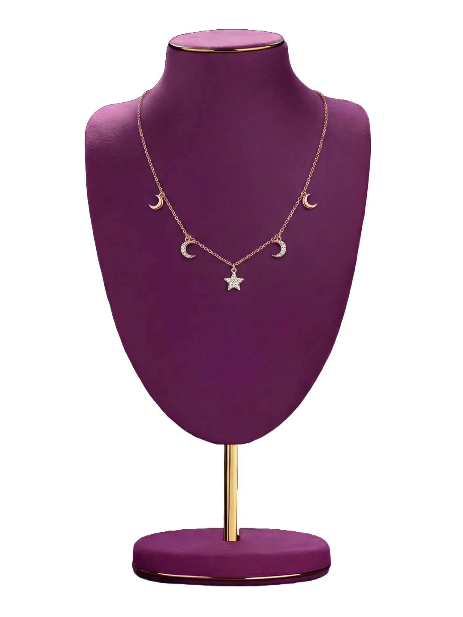 Sylvexia 925 Sterling Silver Moon & Star Charm Necklace for Women