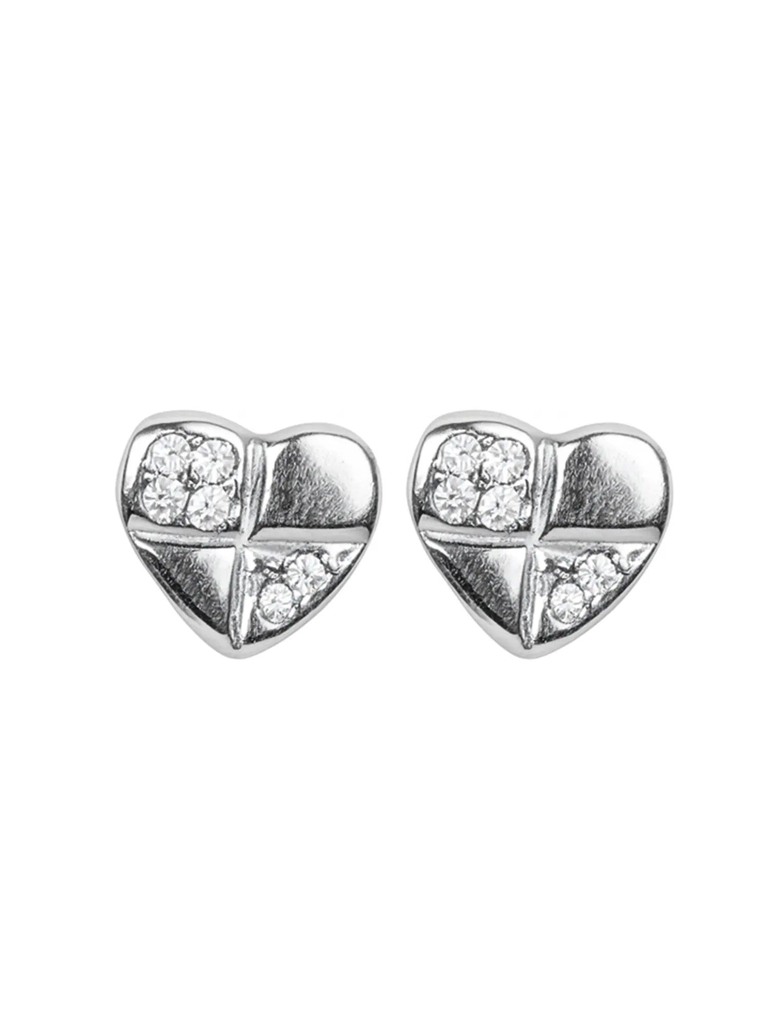 Sylvexia Quad Spark Heart Stud Earrings for Women