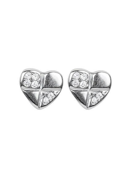 Sylvexia Quad Spark Heart Stud Earrings for Women