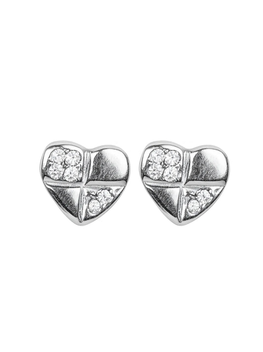 Sylvexia Quad Spark Heart Stud Earrings for Women