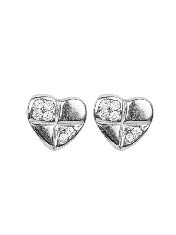 Sylvexia Quad Spark Heart Stud Earrings for Women