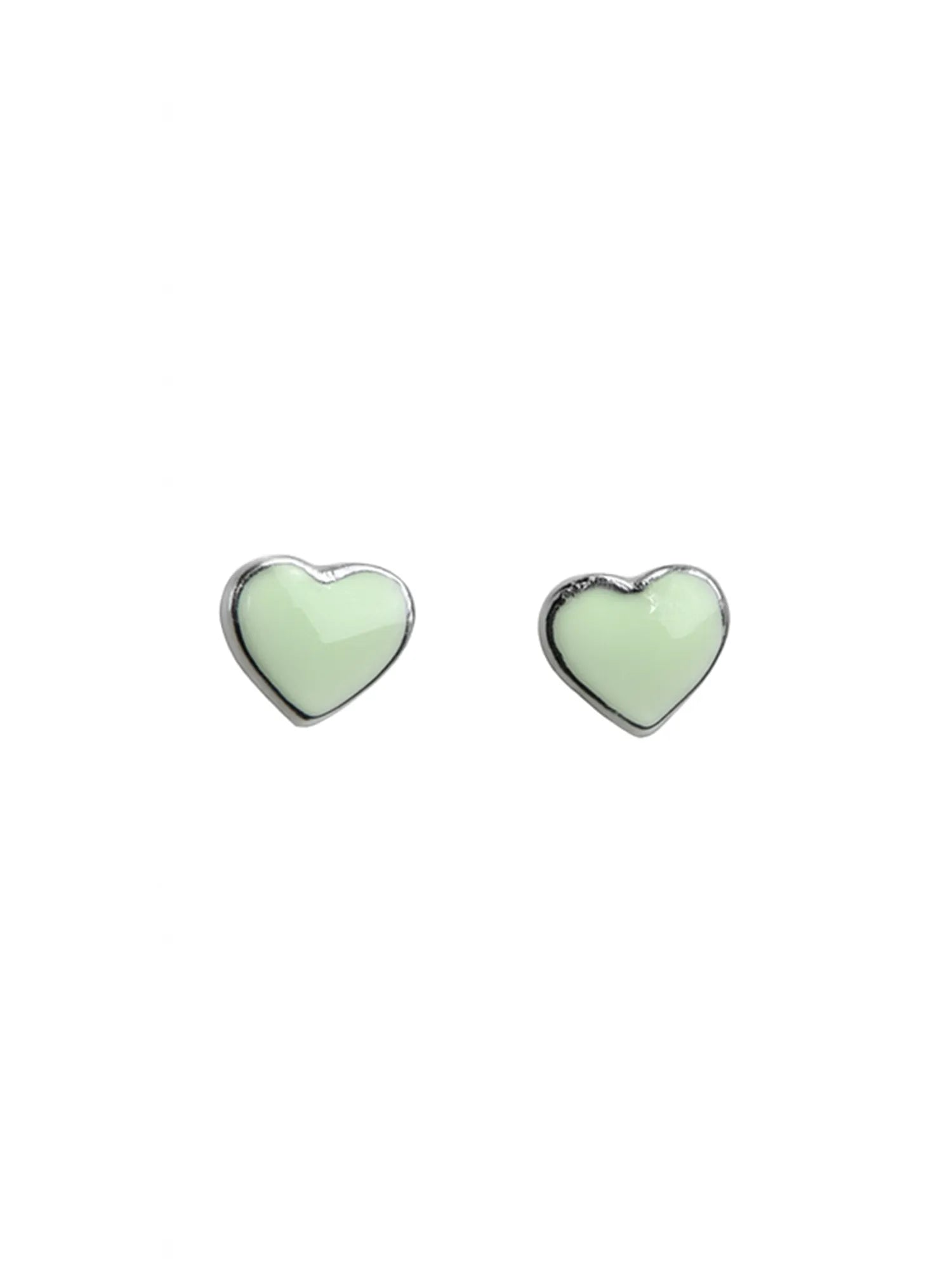 Sylvexia Mint Green Heart Stud Earrings