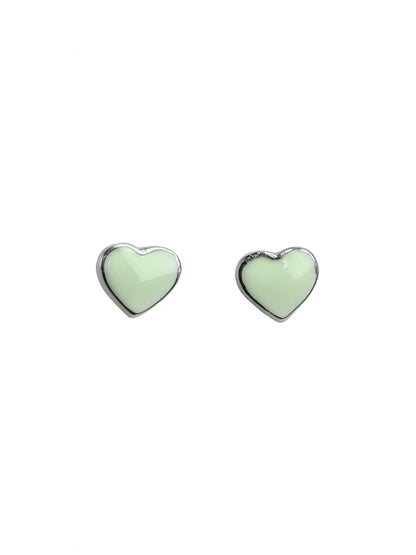 Sylvexia Mint Green Heart Stud Earrings