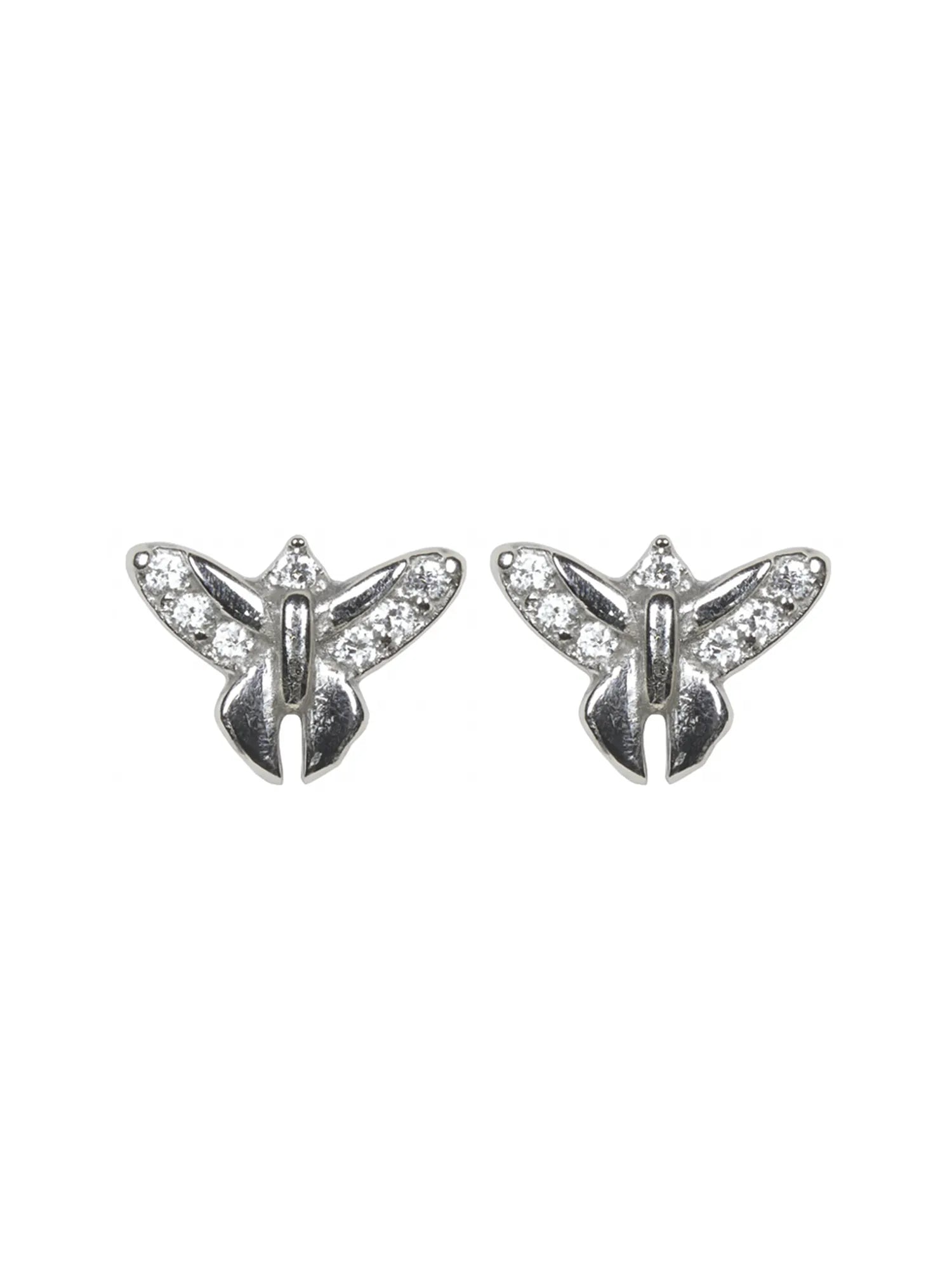Sylvexia Textured Butterfly Silver Stud Earrings for Women