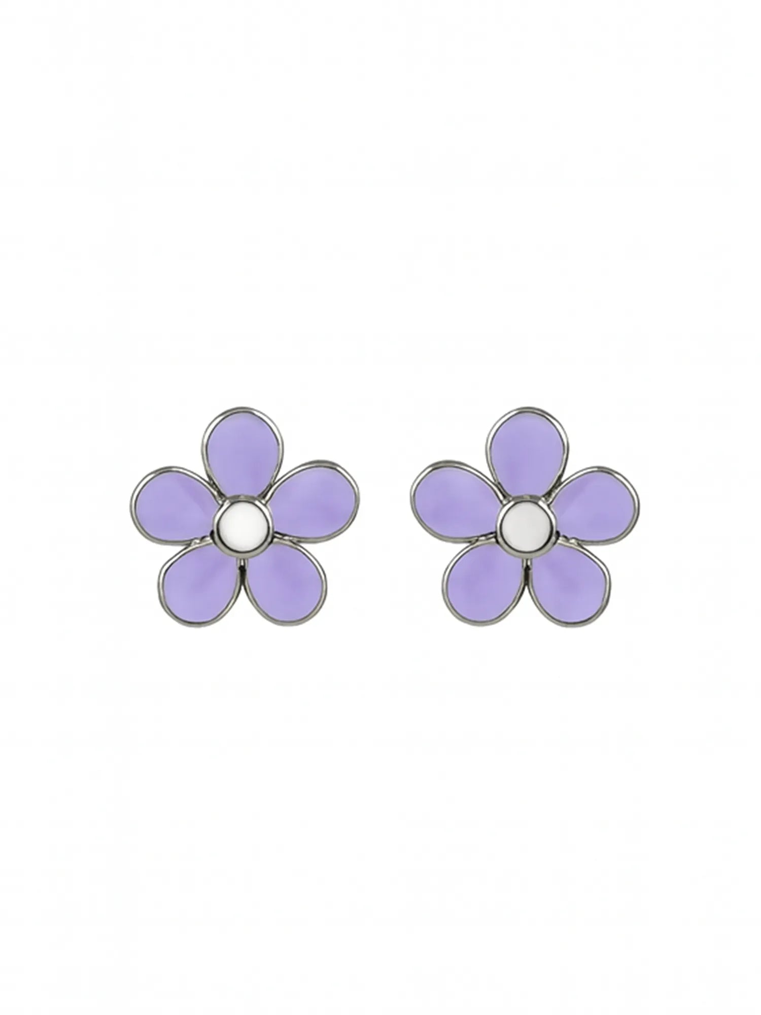 Sylvexia Lavender Daisy Stud Earrings