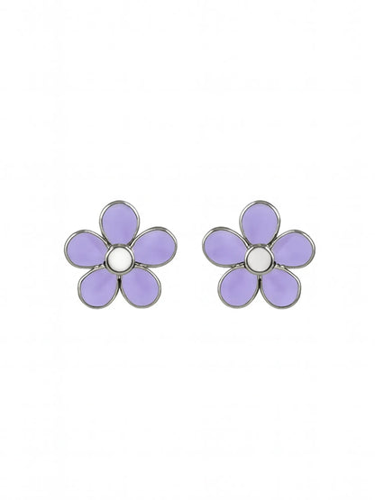 Sylvexia Lavender Daisy Stud Earrings