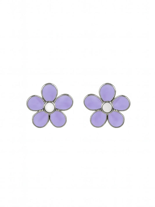 Sylvexia Lavender Daisy Stud Earrings