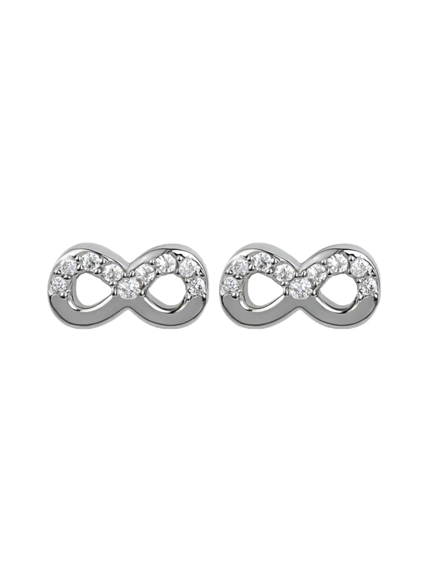 Sylvexia Infinity Crystal Stud Earrings – Elegant Silver Plated