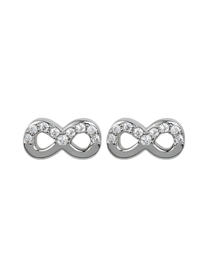 Sylvexia Infinity Crystal Stud Earrings – Elegant Silver Plated