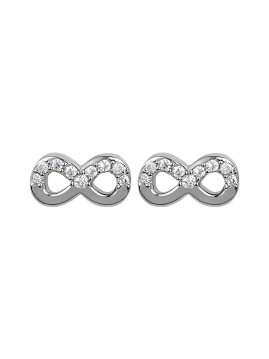 Sylvexia Infinity Crystal Stud Earrings – Elegant Silver Plated