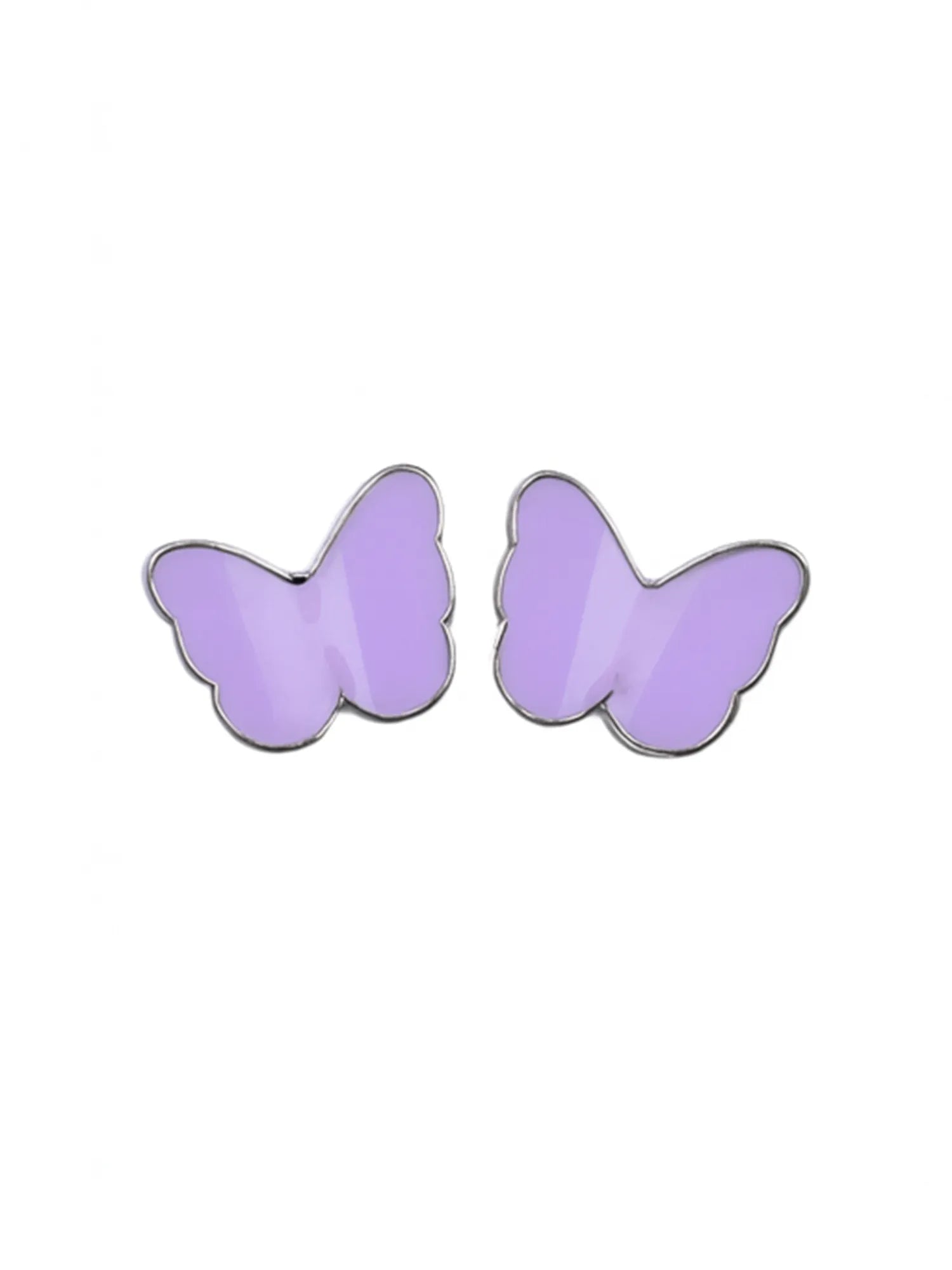 Sylvexia Silver Purple Butterfly Stud Earrings