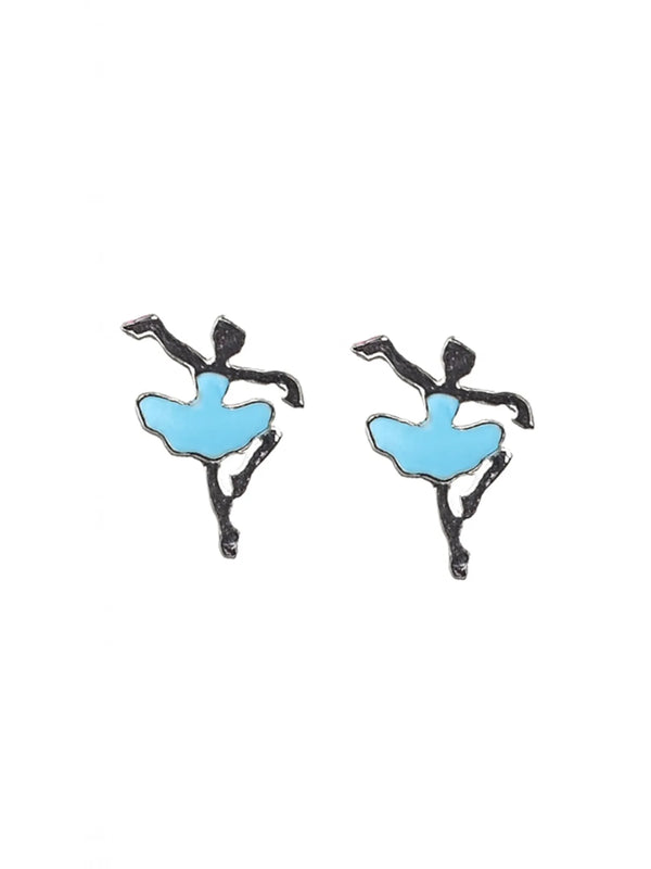 Sylvexia Silver Aqua Ballerina Stud Earrings