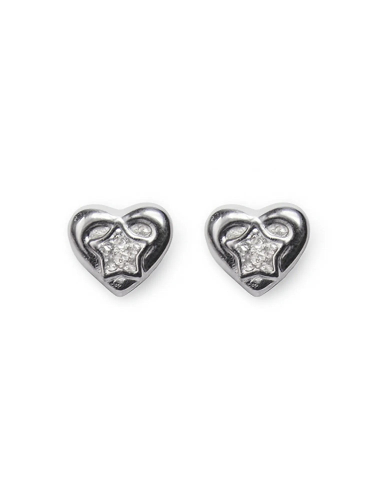 Sylvexia  Silver  Heart Star Crystal Earrings for Women
