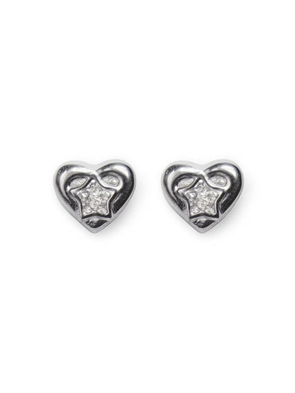 Sylvexia  Silver  Heart Star Crystal Earrings for Women