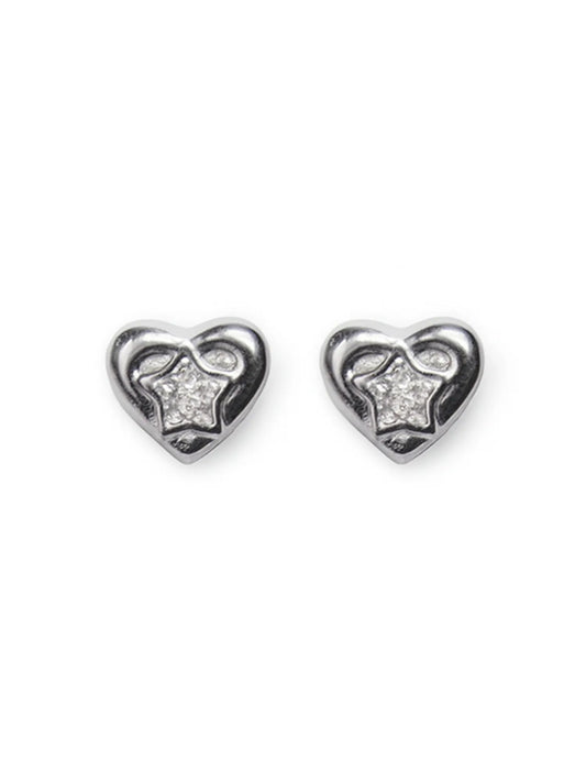 Sylvexia  Silver  Heart Star Crystal Earrings for Women