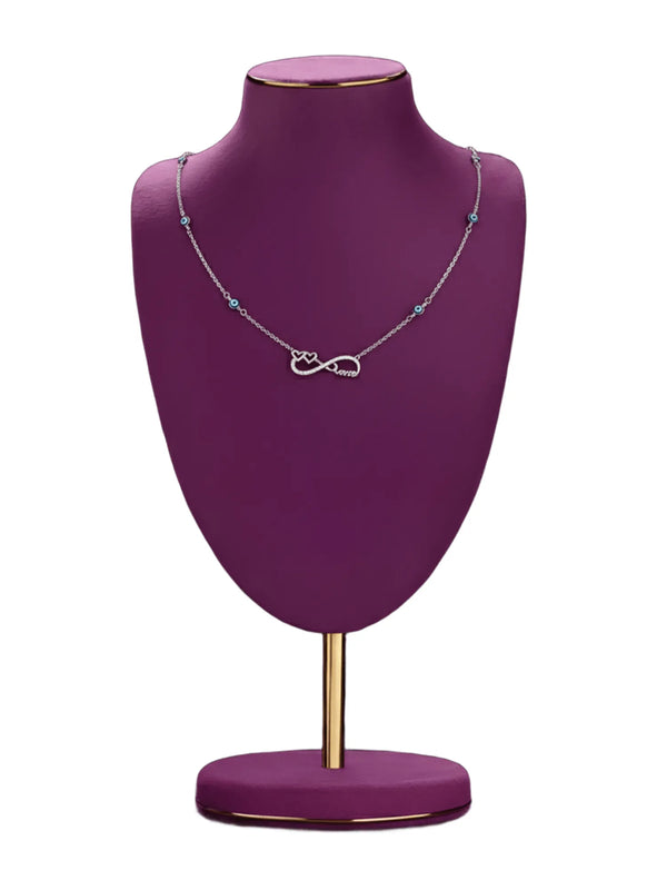 Silver Evil Eye Necklace with Infinity Love Pendant
