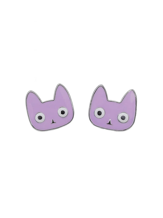 Sylvexia Kitty Face Cute Earrings
