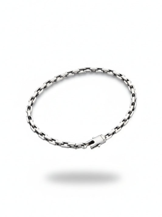Sylevexia Silver Box Chain Bracelet for Men Stylish