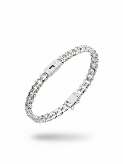 SYLVEXIA 925 Sterling Silver Oval Link Chain Bracelet for Men