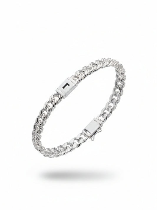 SYLVEXIA 925 Sterling Silver Oval Link Chain Bracelet for Men