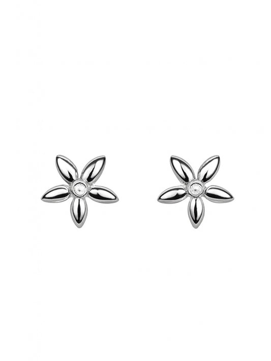 Sylvexia Silver Minimal Floral Stud Earrings