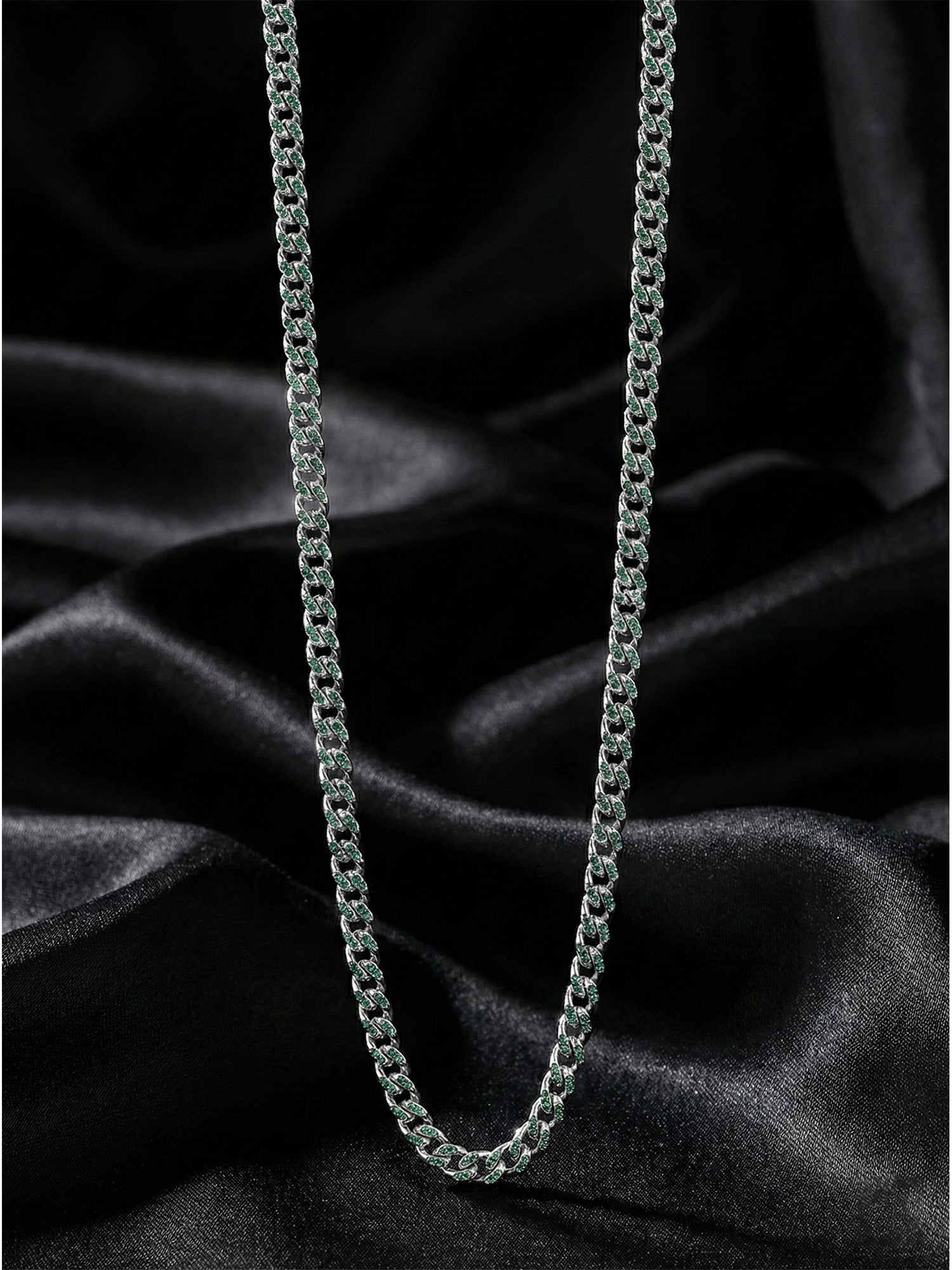Sylvexia 925 Sterling Silver Blue-Tone Cuban Link Chain for Men