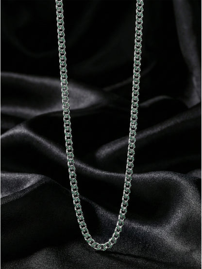 Sylvexia 925 Sterling Silver Blue-Tone Cuban Link Chain for Men