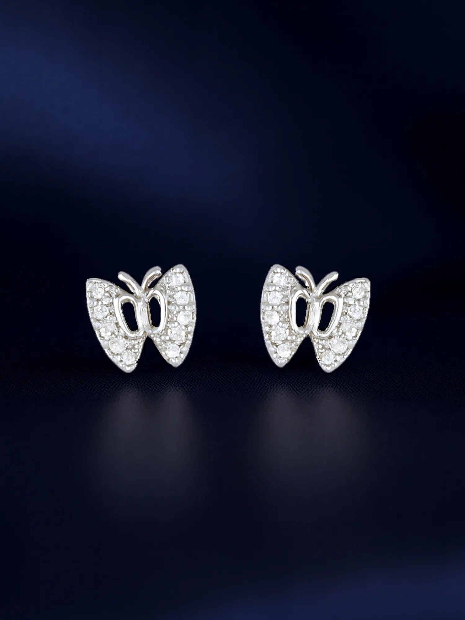 Sylvexia Silver Crystal Butterfly Stud Earrings