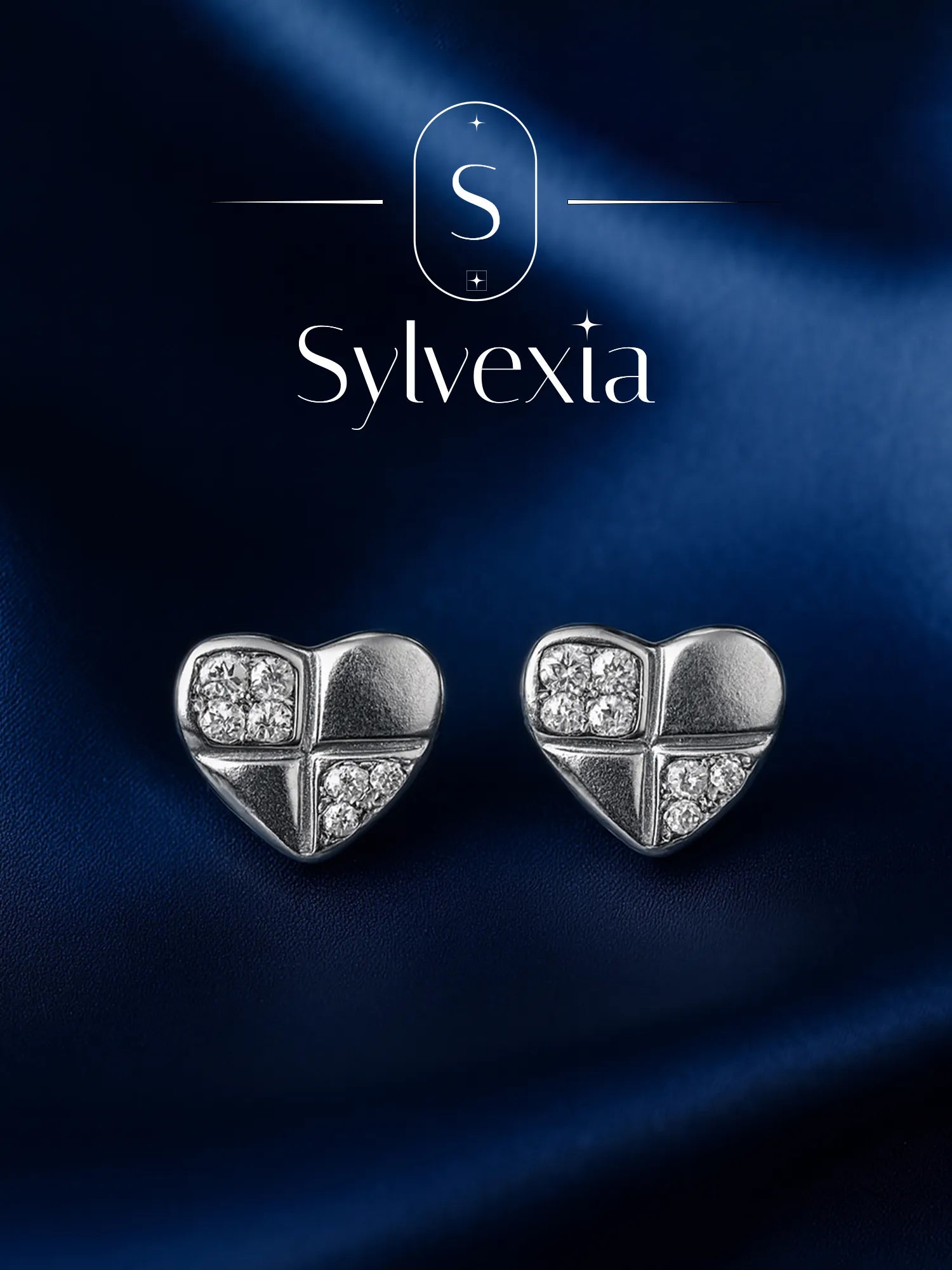 Sylvexia Quad Spark Heart Stud Earrings for Women