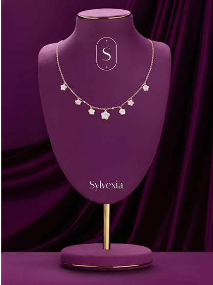 Silver Floral Charm Princess Necklace
