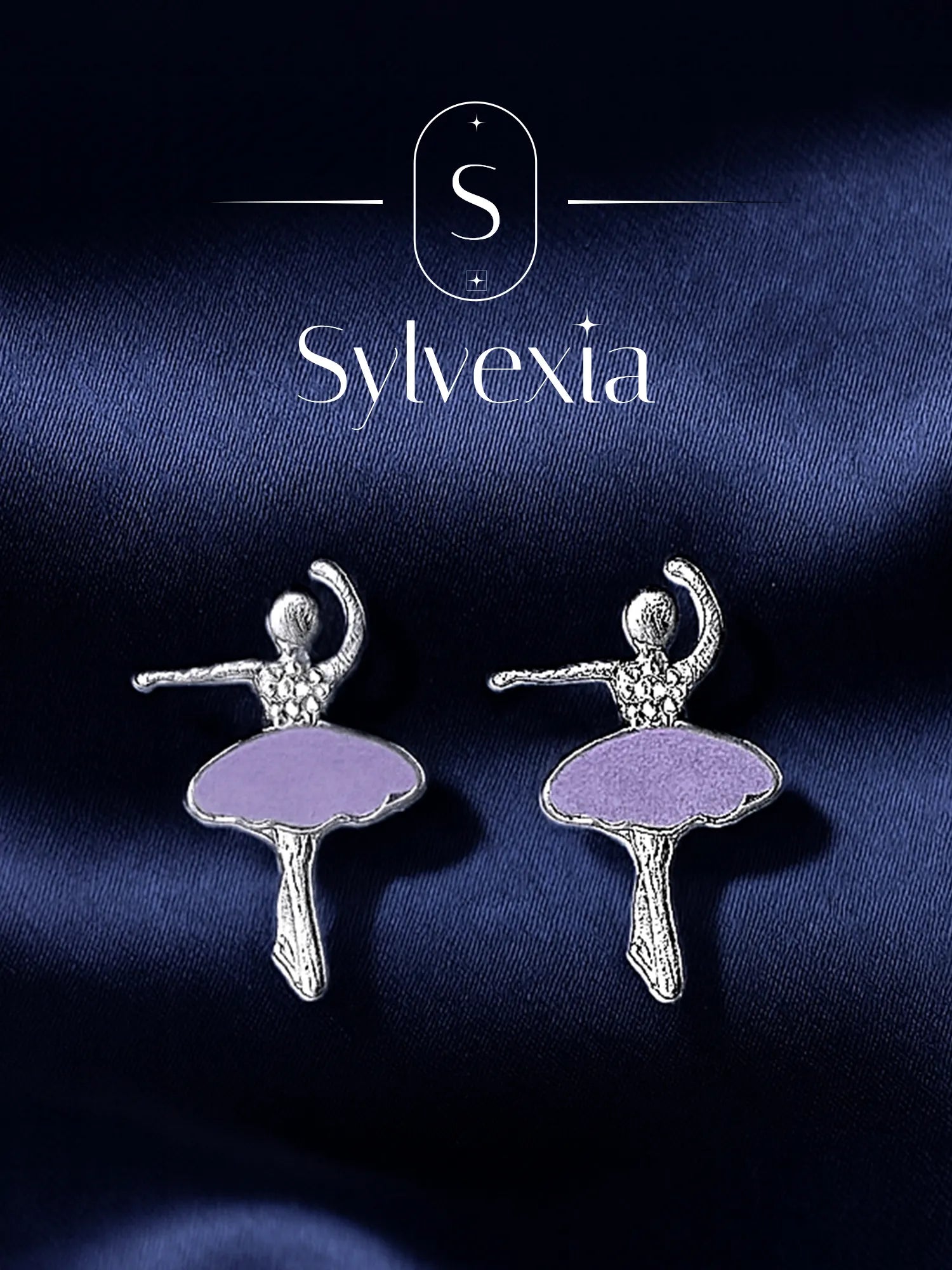 Sylvexia Purple Ballerina Stud Earrings