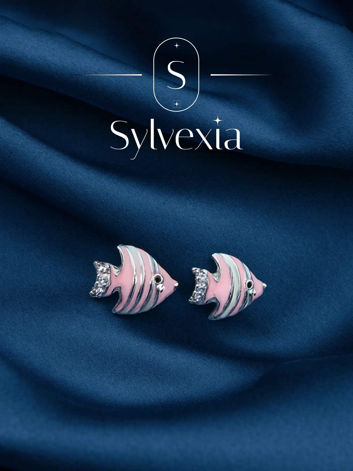 Sylvexia Silver Fish Sparkle Earrings