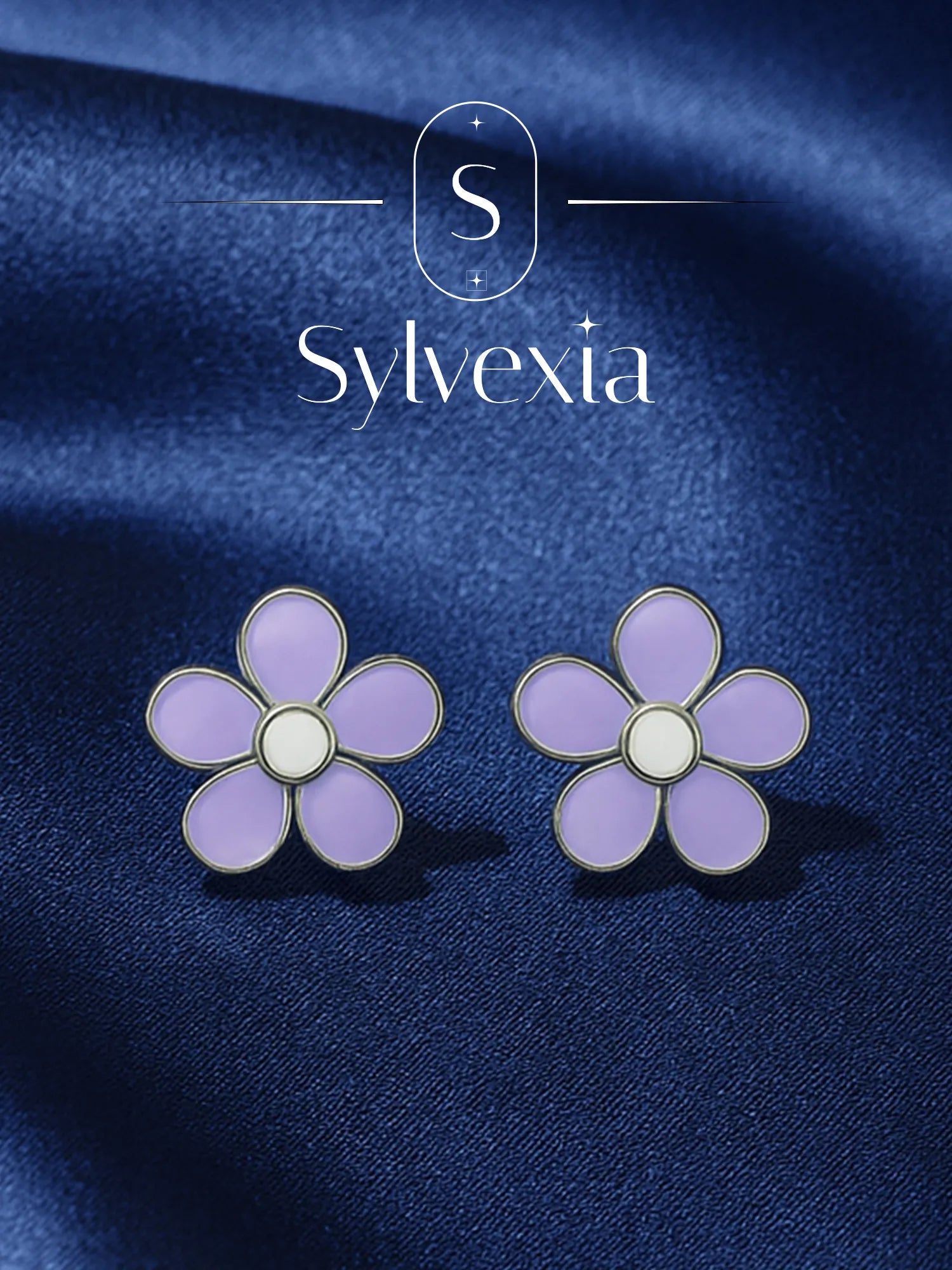 Sylvexia Lavender Daisy Stud Earrings