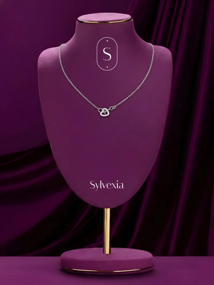 Silver Heart Pendant Princess Necklace