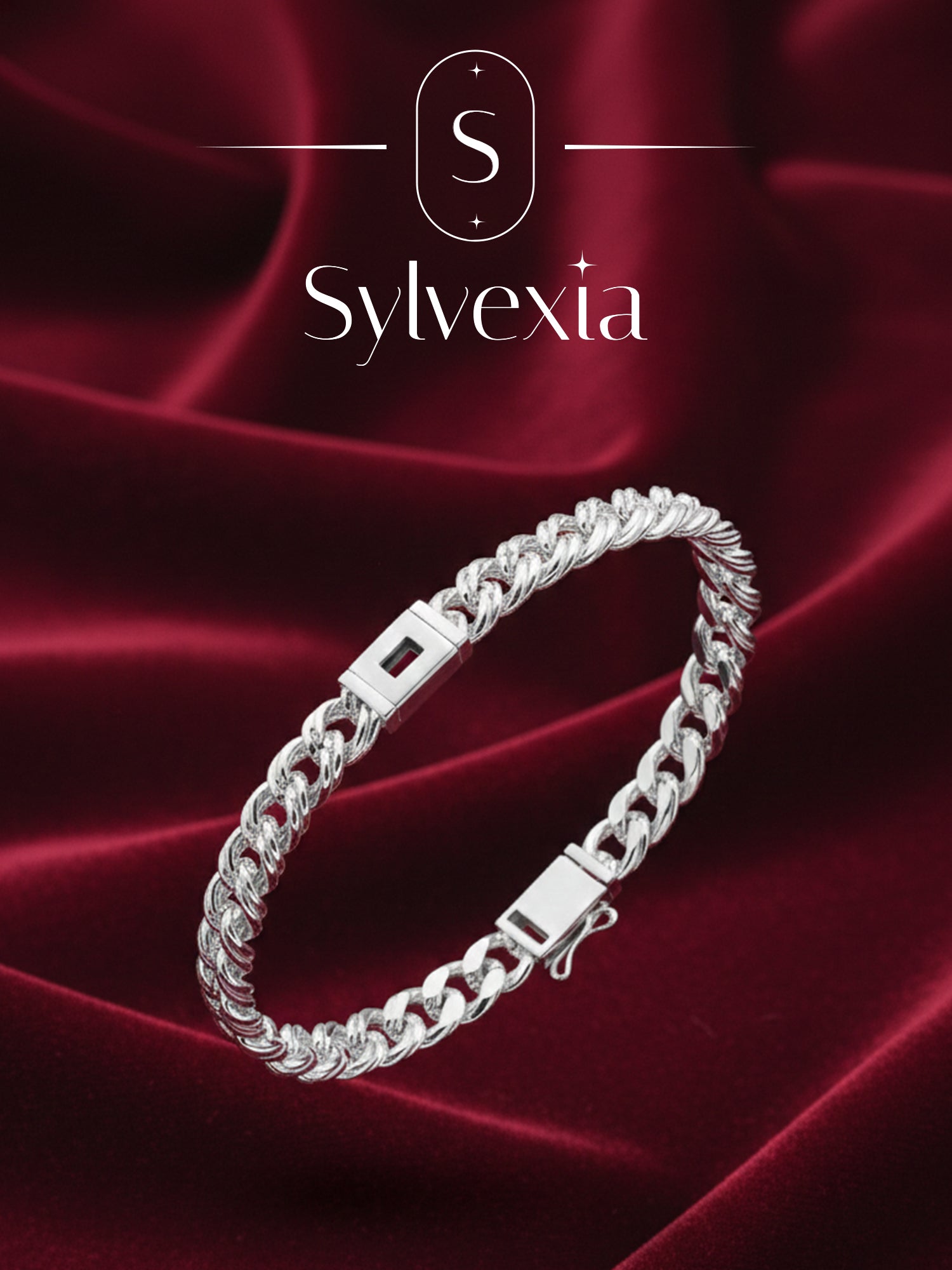 SYLVEXIA 925 Sterling Silver Oval Link Chain Bracelet for Men