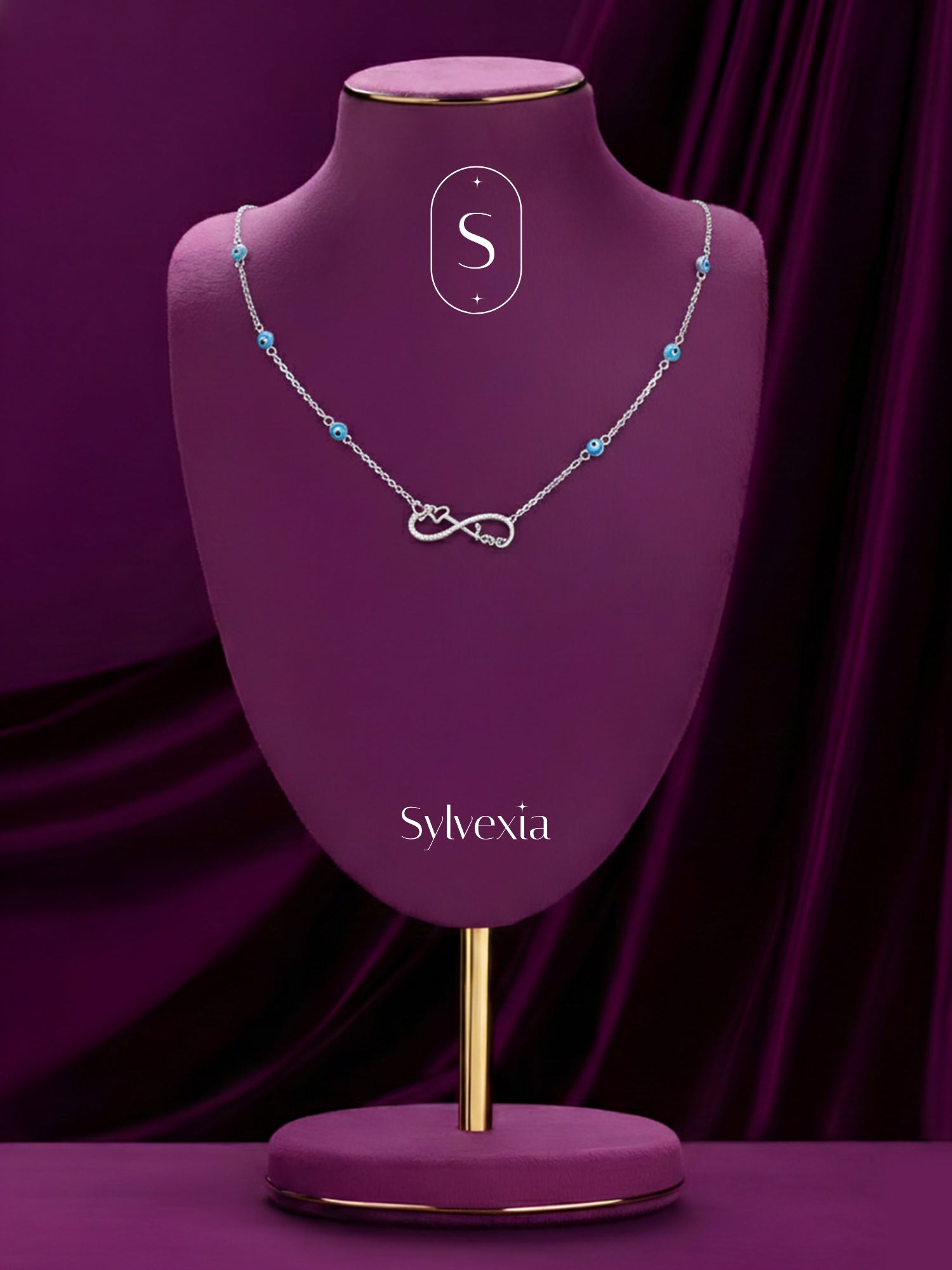 SYLVEXIA 925 Sterling Silver Infinity Evil Eye Necklace for Women