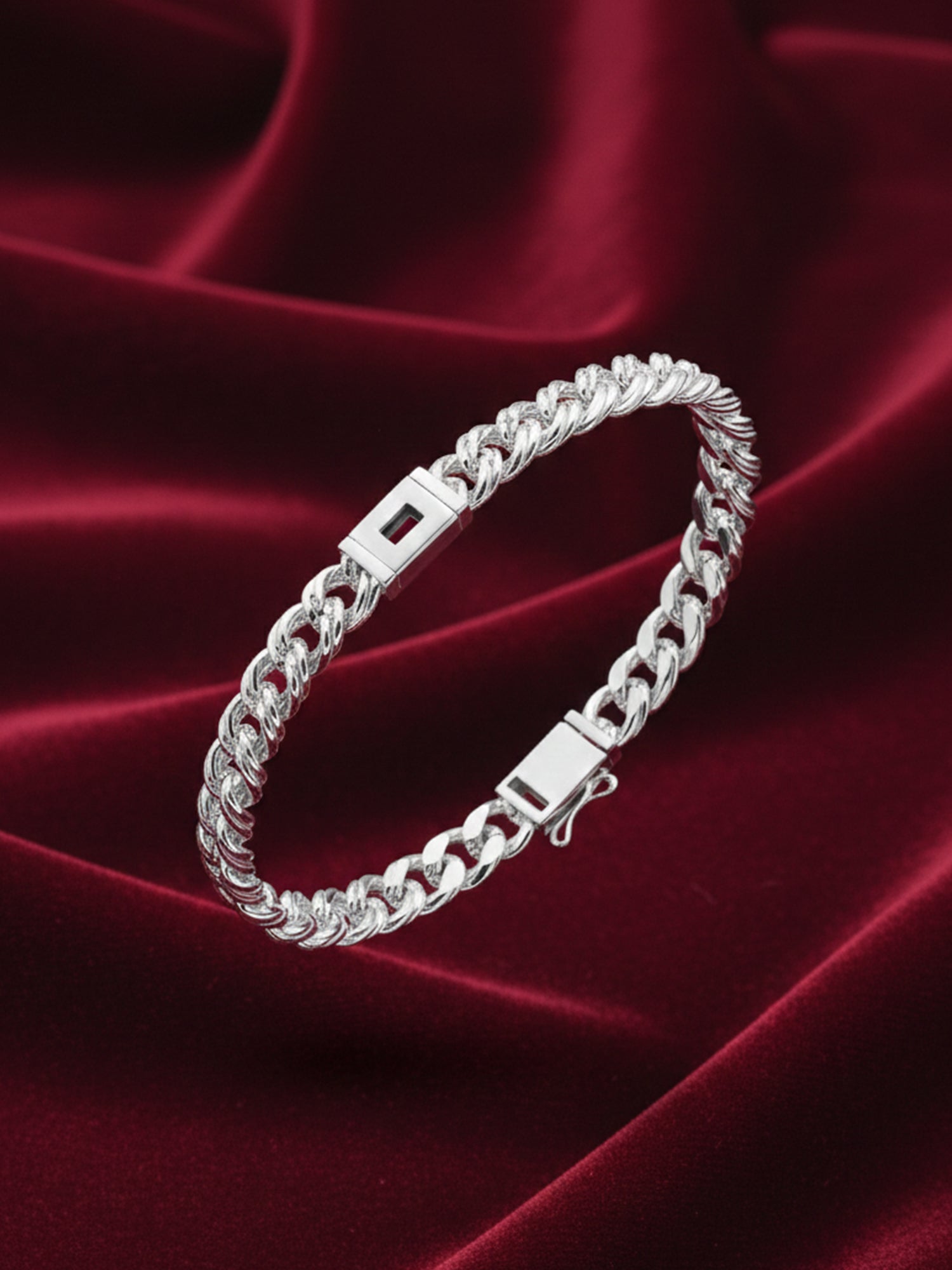 SYLVEXIA 925 Sterling Silver Oval Link Chain Bracelet for Men