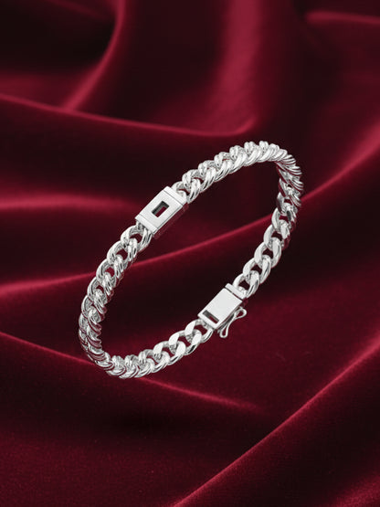 SYLVEXIA 925 Sterling Silver Oval Link Chain Bracelet for Men