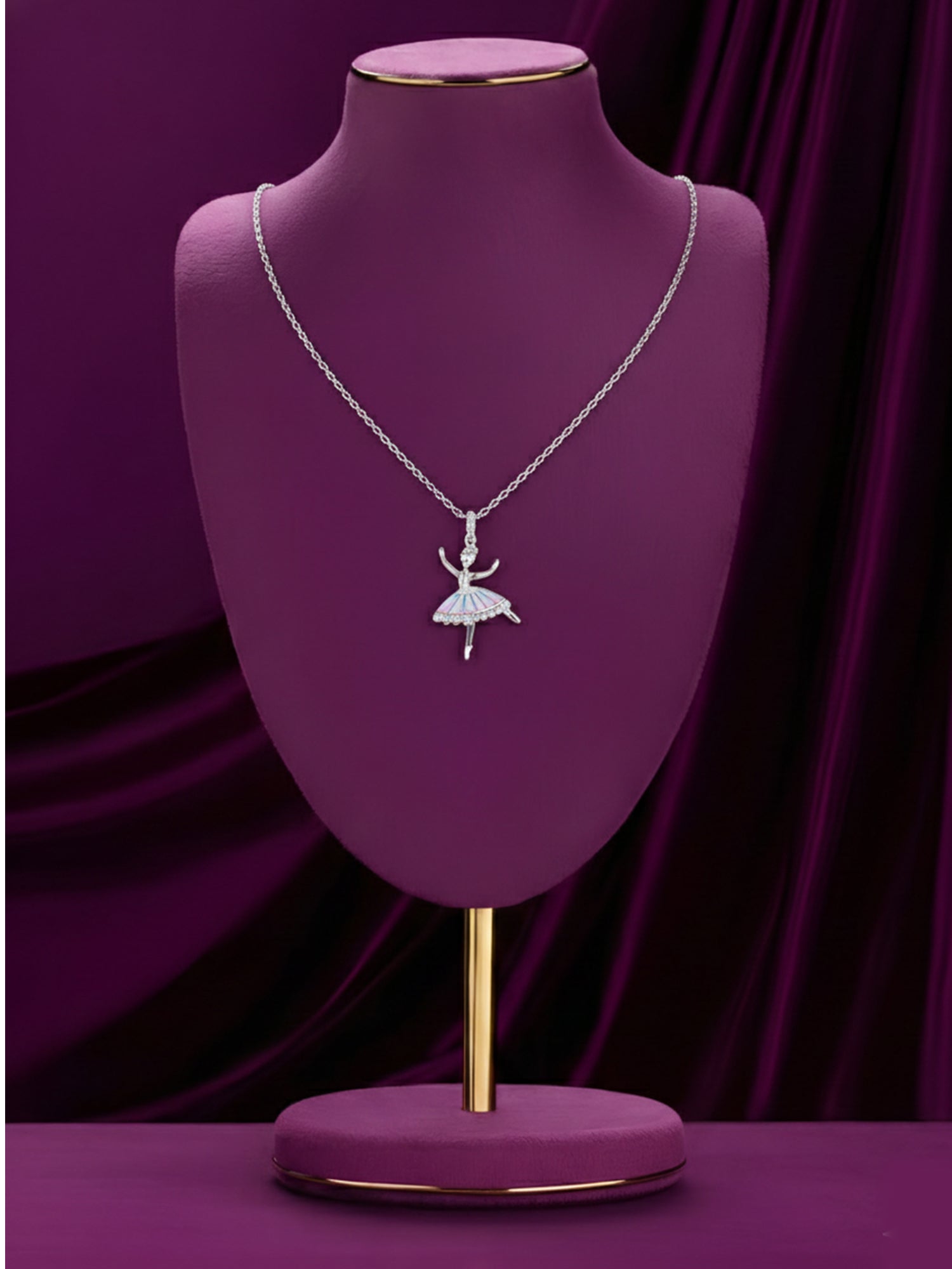 SYLVEXIA 925 Sterling Silver Ballerina Pendant Necklace for Women