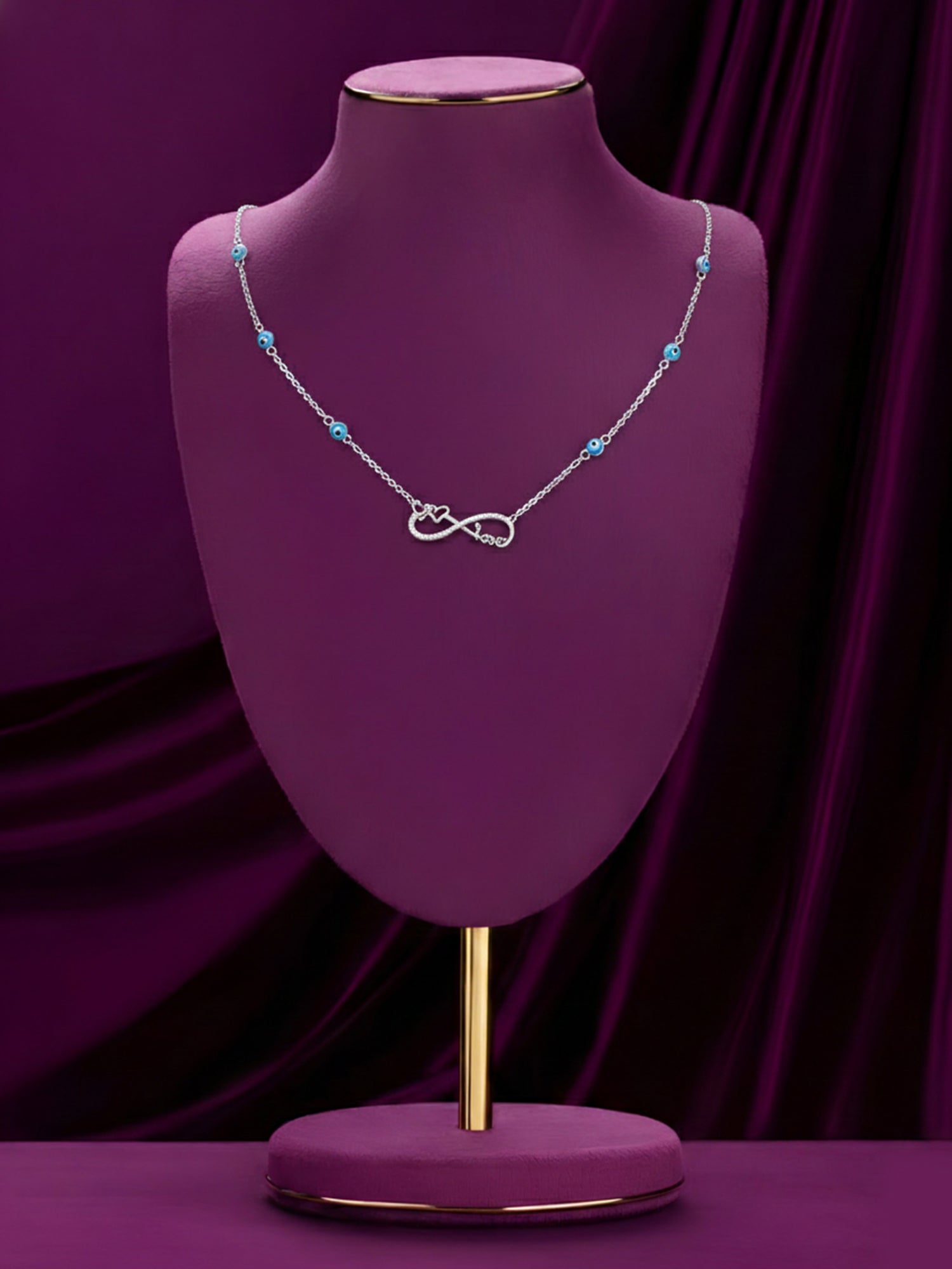 SYLVEXIA 925 Sterling Silver Infinity Evil Eye Necklace for Women