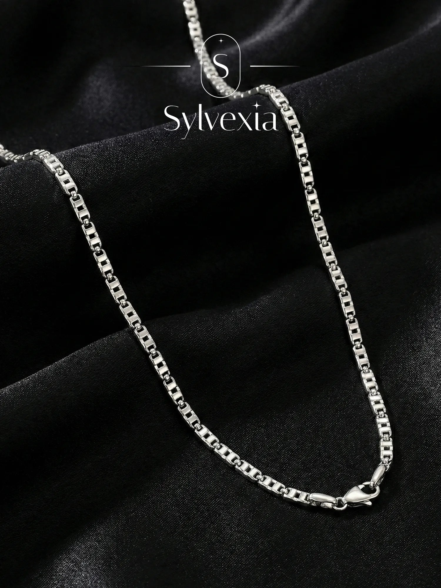 Sylvexia 925 Sterling Silver Designer Link Chain for Men