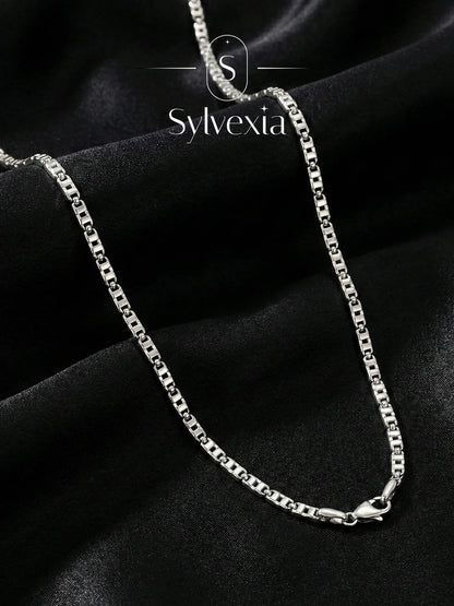 Sylvexia 925 Sterling Silver Designer Link Chain for Men