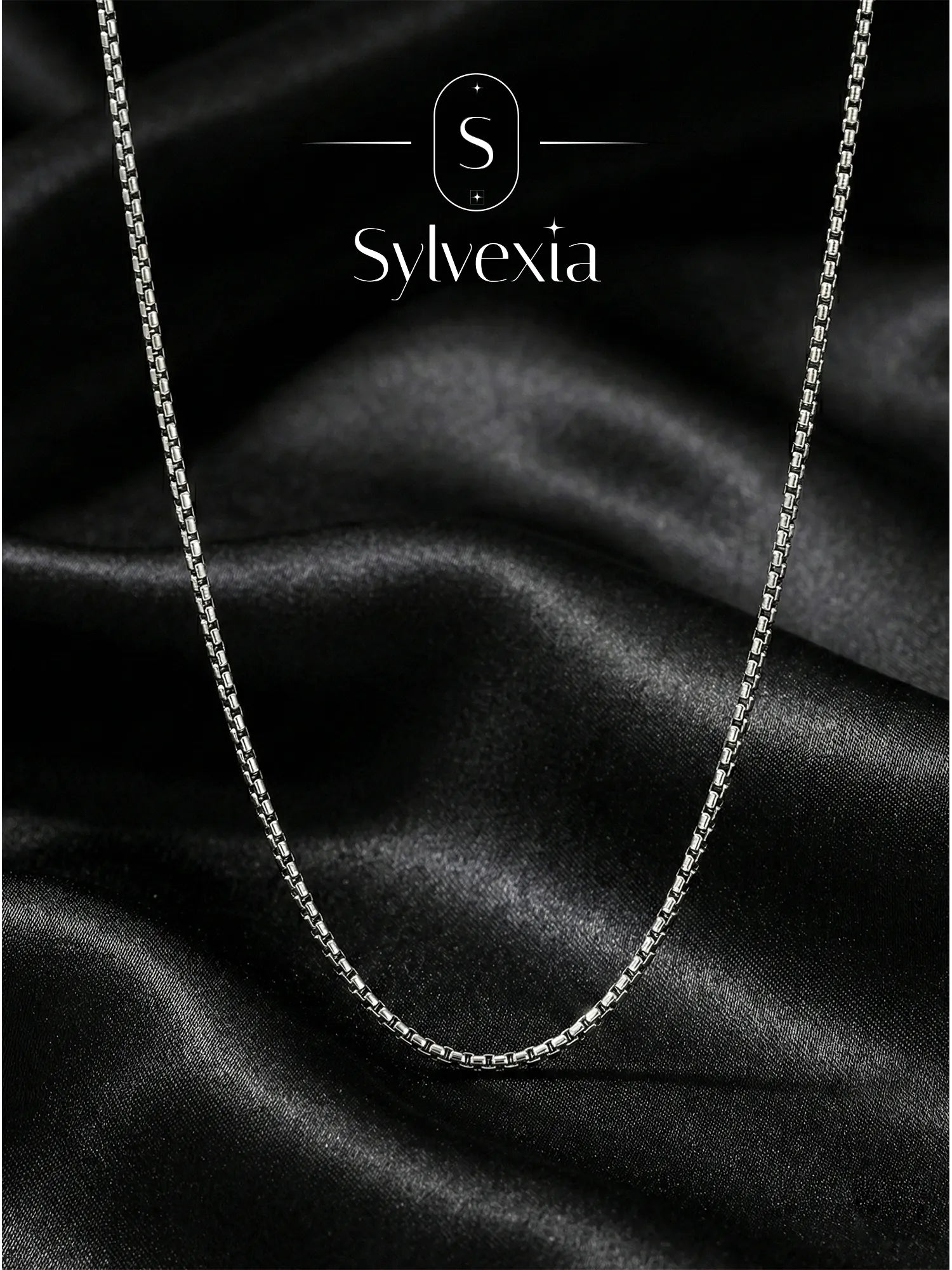 Sylvexia 925 Sterling Silver Box Chain for Men