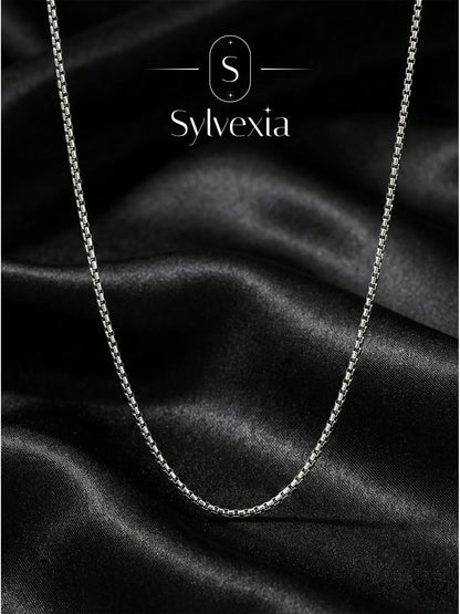 Sylvexia 925 Sterling Silver Box Chain for Men