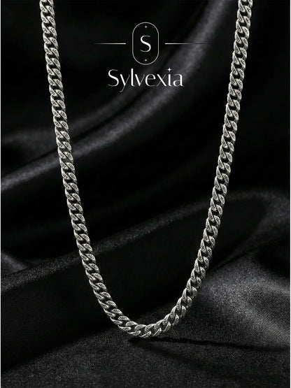 Sylvexia 925 Sterling Silver Cuban Link Chain