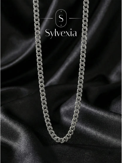 Sylvexia 925 Sterling Silver Heavy Cuban Link Chain for Men