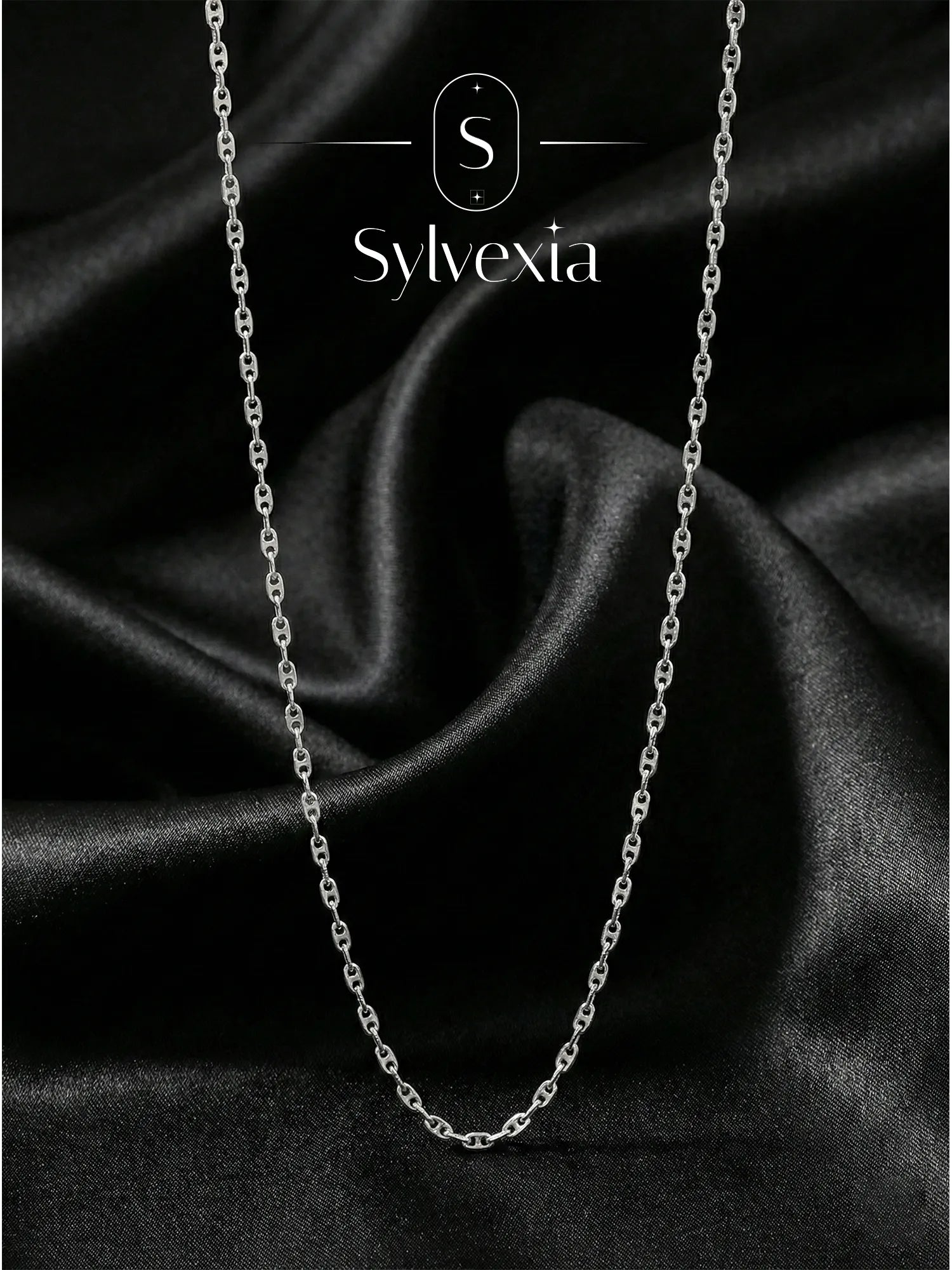 Sylvexia 925 Sterling Silver Square Link Chain for Men