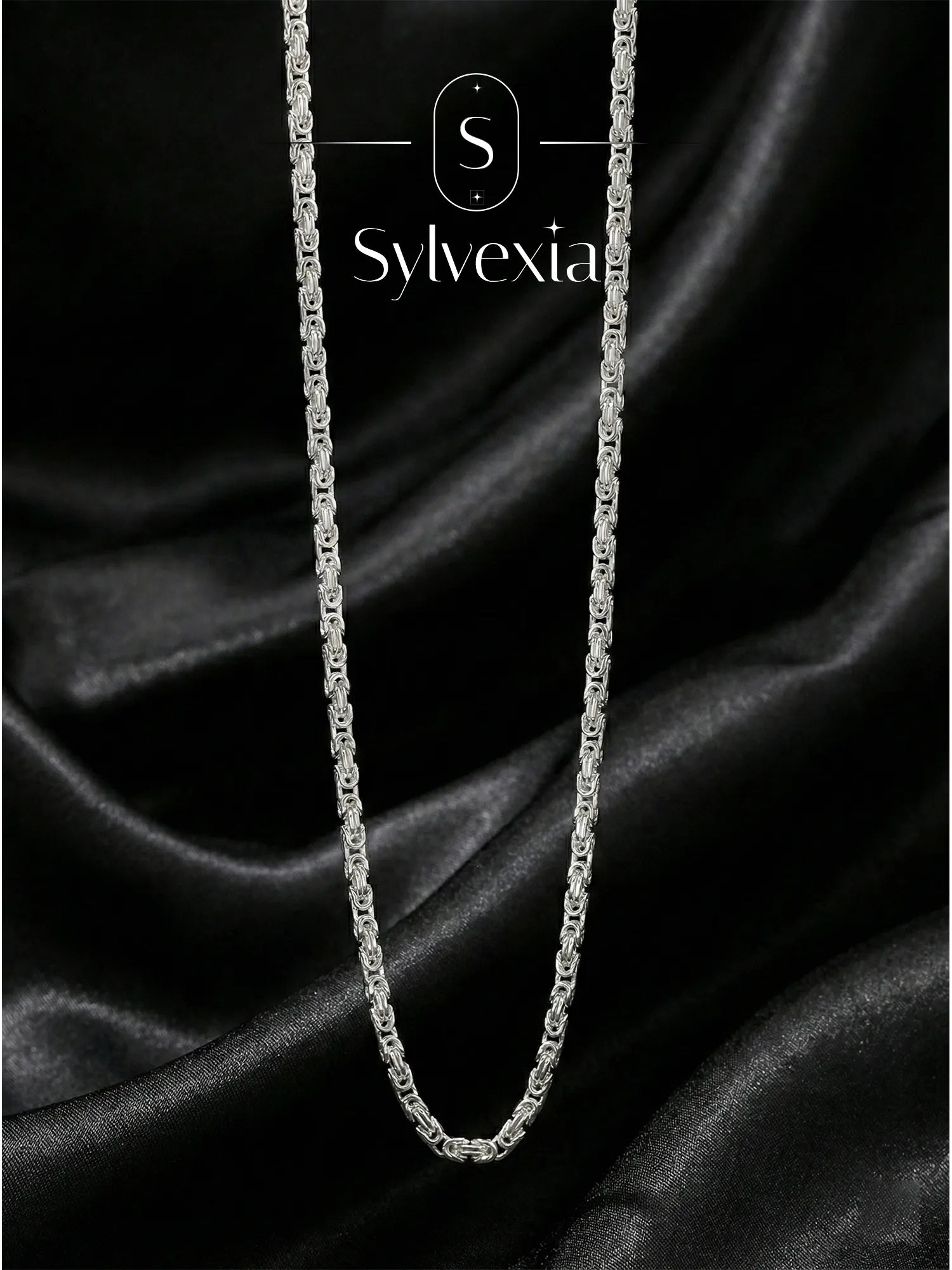 Sylvexia 925 Sterling Silver Designer Link Chain for Men