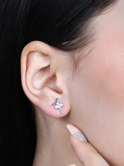 Sylvexia Purple Ballerina Stud Earrings